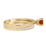 Two Piece Round Solitaire Eternity Gold Ring