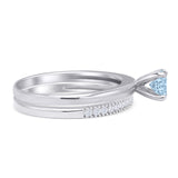 Two Piece Round Solitaire Bridal Gold Ring
