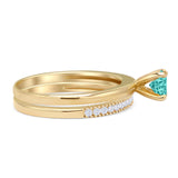 Two Piece Round Solitaire Eternity Gold Ring