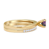 Two Piece Round Solitaire Eternity Gold Ring