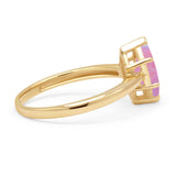 Marquise Lab Created Pink Opal Solitaire Gold Ring