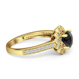 Round Flower Vintage Style Gold Ring