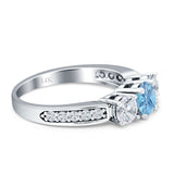 Three Stone Round CZ Gold Ring