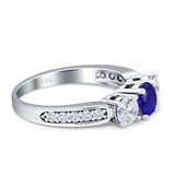 Three Stone Round CZ Gold Ring