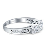 Three Stone Round Gold Ring