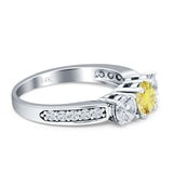 Three Stone Round CZ Gold Ring