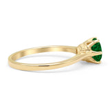 Round Green Emerald CZ Solitaire Gold Ring