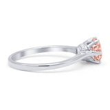 Round Morganite CZ Solitaire Gold Ring