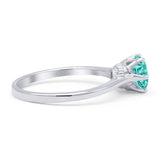 Round Paraiba Tourmaline CZ Solitaire Gold Ring