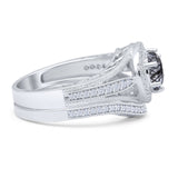 Two Piece Round Halo Split Shank Bridal Gold Ring