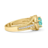 Round Halo Split Shank Beaded Gold Ring