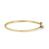 14K Gold 7" Open 5.8mm Rectangle Bangle Bracelet Round Natural Diamond