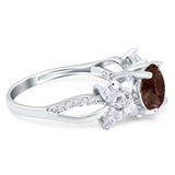 Art Deco Round Natural Stone Floral Ring