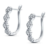 Leaf Style Hoop Earring Cubic Zirconia 925 Sterling Silver