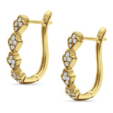 Leaf Style Hoop Earring Cubic Zirconia 925 Sterling Silver
