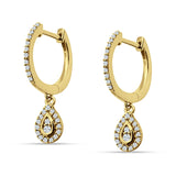 Pear Teardrop Hoop Earring Cubic Zirconia 925 Sterling Silver