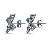 Butterfly Stud Earring Cubic Zirconia 925 Sterling Silver