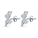 Butterfly Stud Earring Cubic Zirconia 925 Sterling Silver
