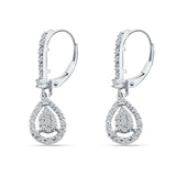 Pear Teardrop Leverback Hoop Earring Cubic Zirconia 925 Sterling Silver