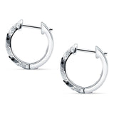 Twisted Tilted Row Huggie Hoop Earring Round Cubic Zirconia 925 Sterling