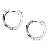 Twisted Tilted Row Huggie Hoop Earring Round Cubic Zirconia 925 Sterling