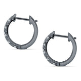 Twisted Tilted Row Huggie Hoop Earring Round Cubic Zirconia 925 Sterling