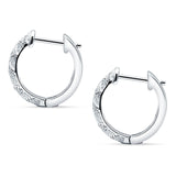 Twisted Tilted Row Huggie Hoop Earring Round Cubic Zirconia 925 Sterling