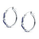 Round Twisted Infinity Hoop Earring Cubic Zirconia Two Tone 925 Sterling Silver