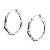 Round Twisted Infinity Hoop Earring Cubic Zirconia Two Tone 925 Sterling Silver