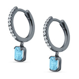 Emerald Cut Drop Dangle Hoop Earring Cubic Zirconia 925 Sterling Silver