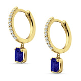 Emerald Cut Drop Dangle Hoop Earring Cubic Zirconia 925 Sterling Silver