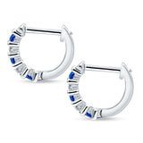 Minimalist Baguette Cubic Zirconia Huggie Hoop Earring Solid 925 Sterling Silver
