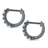 Minimalist Baguette Cubic Zirconia Huggie Hoop Earring Solid 925 Sterling Silver