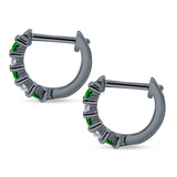 Minimalist Baguette Cubic Zirconia Huggie Hoop Earring Solid 925 Sterling Silver