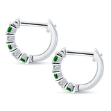 Minimalist Baguette Cubic Zirconia Huggie Hoop Earring Solid 925 Sterling Silver