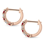 Minimalist Baguette Cubic Zirconia Huggie Hoop Earring Solid 925 Sterling Silver
