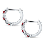 Minimalist Baguette Cubic Zirconia Huggie Hoop Earring Solid 925 Sterling Silver