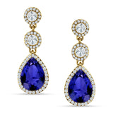 Pear Teardrop Halo Drop Dangle Earring Cubic Zirconia 925 Sterling Silver