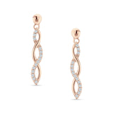 Infinity Twisted Two Tone Stud Earring Cubic Zirconia 925 Sterling Silver
