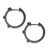 Round Cubic Zirconia Huggie Hoop Earring 925 Sterling Silver