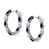 Pear Teardrop Cubic Zirconia Huggie Hoop Earring 925 Sterling Silver