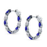Pear Teardrop Cubic Zirconia Huggie Hoop Earring 925 Sterling Silver