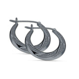 Round Beaded Creole Hoop Earrings Twisted 925 Sterling Silver
