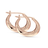 Round Beaded Creole Hoop Earrings Twisted 925 Sterling Silver