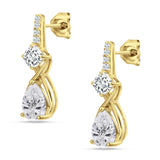Pear Teardrop Twisted Infinity Stud Earring Cubic Zirconia 925 Sterling Silver