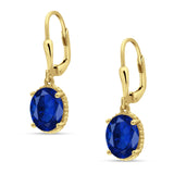 Oval Drop Dangle Leverback Earring Cubic Zirconia Solid 925 Sterling Silver