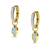 Marquise Drop Dangle Hoop Earring Cubic Zirconia 925 Sterling Silver