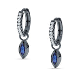 Marquise Drop Dangle Hoop Earring Cubic Zirconia 925 Sterling Silver