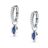 Marquise Drop Dangle Hoop Earring Cubic Zirconia 925 Sterling Silver