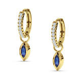 Marquise Drop Dangle Hoop Earring Cubic Zirconia 925 Sterling Silver